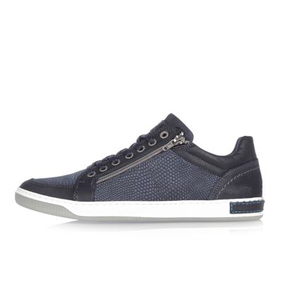 Navy croc leather trainers